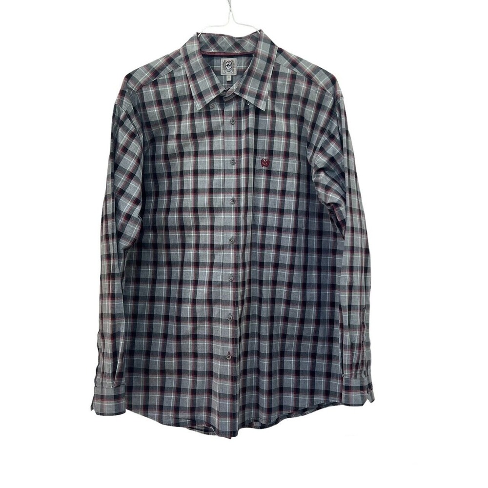 Cinch Mens Plaid Button‎ Up Western Shirt XL Black Red Gray Office Business